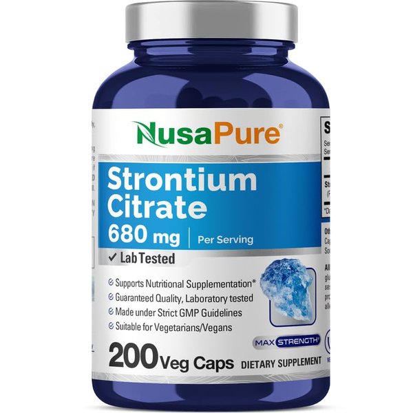 NusaPure Strontium 680 mg 200 Vegetarian Caps (Non-GMO, Vegan)
