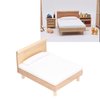 SUNGOOYUE 1:12 Dollhouse Double Bed Model, Mini Portable Oak Material Bed Furniture Decoration for Dollhouse Accessories