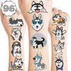 96PCS Funny Husky Siberian Temporary Tattoos Stickers Theme Birthday Party Decorations Favors Supplies Decor Cute Pets Puppy Dogs Animals Tattoo Gifts For Kids Boys Girls Adults School Prizes Carnival