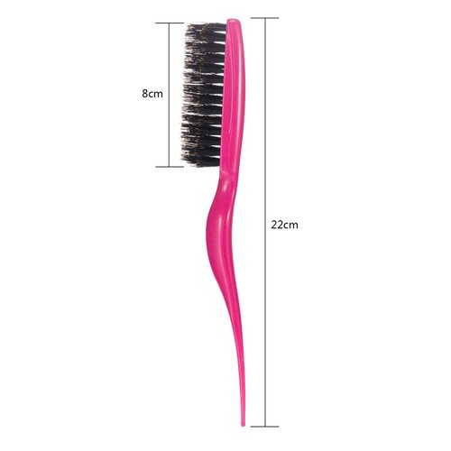 2 Pieces Boar Bristle Brush Comb Hair Teasing Brush for Women Men Salon Boar Nylon Bristle Beauty Styling Backcombing Brush (Fuchsia and Purple)