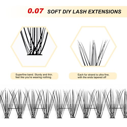 EXTENIFY Soft DIY Lashes 0.07mm 20 Roots 80 Clusters C Curl 11mm Individual False Eyelashes Natural Eyelash Extension at Home (20D-11mm-C Curl)