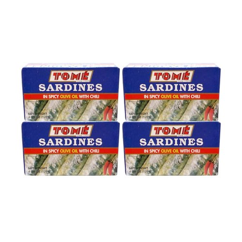 4 Packs Tome Sardines (In Spicy Olive Oil w/ Chili) 125g Ea