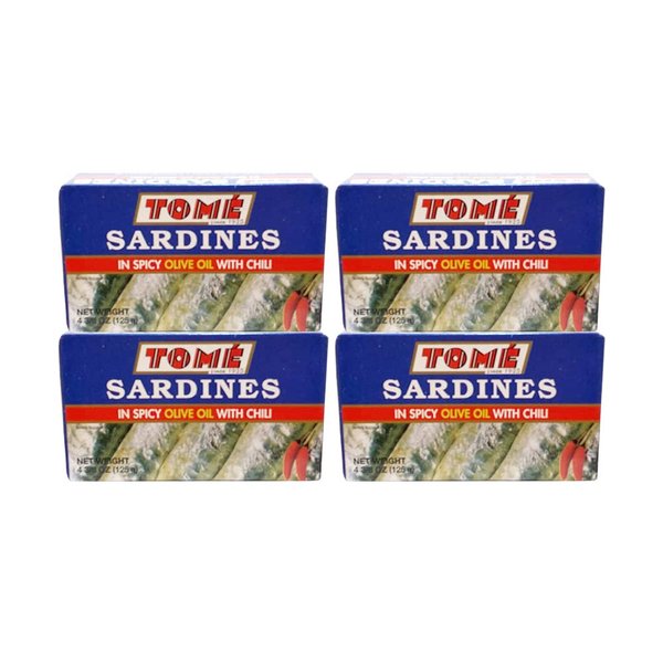 4 Packs Tome Sardines (In Spicy Olive Oil w/ Chili) 125g Ea
