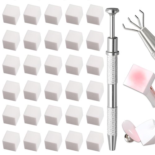 100 Pcs White Soft Nail Sponges for Ombre, 4 Claws Nail Sponge Metal Grabber,Ombre Nail Brush Nail Supplies Manicure Nail Art Tools Nail Accessories
