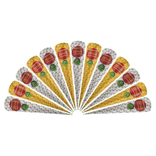 Zenia Premium Henna Cones (35g Each) - 100% Natural Ready to Use Henna Paste Hair Color Hair Dye Cones Reddish Brown Color (12 Pack)