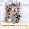 LEIFIDE 12 Pieces Real Rabbit Fur Pom Pom Cat Toy Fluffy Cat Pom Pom Balls Soft Fuzzy Cat Rattle Balls for Kitty Pets Kitten Chase Quiet Play, 3 Inches in Diameter (Gray, Coffee, White)