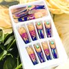 Purple Press on Nails Long Coffin Glossy Artificial Fake Nails with Gem Designs Ballerina Long Square Acrylic False Nails Glue on Nails Full Cover Stick on Nails Fingernails with Charms for Women