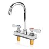Commercial Bar Sink Faucet 4 Inch Center Deck Mount Bar Sink Faucet 2 Hole Brass Constructed & Chrome Polished with 3-1/2" Gooseneck Spout & Dual Lever Handles
