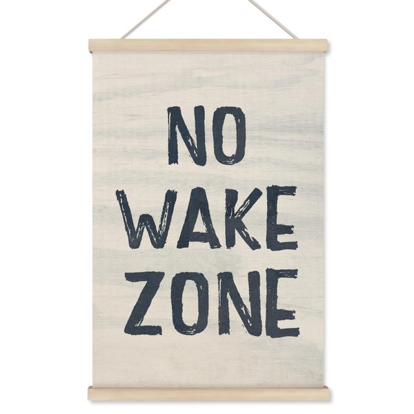 HRQKO No Wake Zone Sign Poster Hanger Frame, Lake House Decor, Lake Decor, Nautical Ocean Wall Art with Wooden Frames, Navy Blue Surf Wall Hanging Banner Decor for Boy Nursery Bedroom, 16x24 Inch