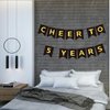 CHEERS TO 5 YEARS Banner, Pre-Strung, Black Gold 5th Birthday and Anniversary Party Decorations, Happy 5th Birthday Banner, Five Anniversary Party Banner, 5 Year Old Blessed & Loved Banner