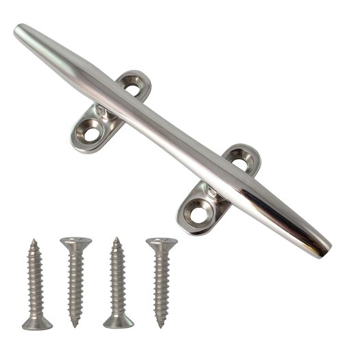 VEITHI Boat Cleat Dock Cleats 6 inch Marine Grade 316 Stainless Steel, Boat Dock Cleats Open Base, Cleats for Boat, Dock Cleats with Hardware, Rope Cleat for Boat/Yacht/Deck/Nautical Decor (1 Pack)