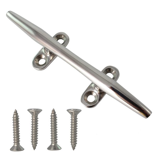 VEITHI Boat Cleat Dock Cleats 6 inch Marine Grade 316 Stainless Steel, Boat Dock Cleats Open Base, Cleats for Boat, Dock Cleats with Hardware, Rope Cleat for Boat/Yacht/Deck/Nautical Decor (1 Pack)