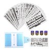 FingerAngel 21Pcs Nail Stamp Plate Set 16Pcs Mix Design Stamping nail Art Plate + 2Nail Stamper + 2Scraper+1Pcs Case Nails Art Stamping Plate Scraper Stamper Set Leaves Flowers Nail plate V17-32