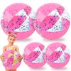 TURNMEON 5 Pcs Glitter Beach Balls, Jumbo 24 Inch & 16 Inch Sequins Pink Inflatable Beach Balls for Kids Toddlers Adults Summer Pool Balls Beach Toys Outdoor Pool Party Favors