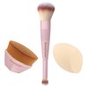 BEAUTYFACTOR Foundation Brush Set,Kabuki Makeup Brushes,Blush,Concealer,Blending Brushes & Sponge for Foundation, Cream & Powder Makeup(Pink)