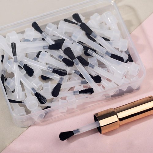 KACHIMOO Replacement Nail Polish Brush Kit Disposable Nail Art Brush Set With Handle Dip Powder Liquid Replacement Brushes Soft Bristles Nail Brushes,25pcs/Box