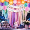 Unicorn Happy Birthday Banner with Pom Pom Balls Unicorn Themed Party Decorations for Girls Birthday Party Supplies