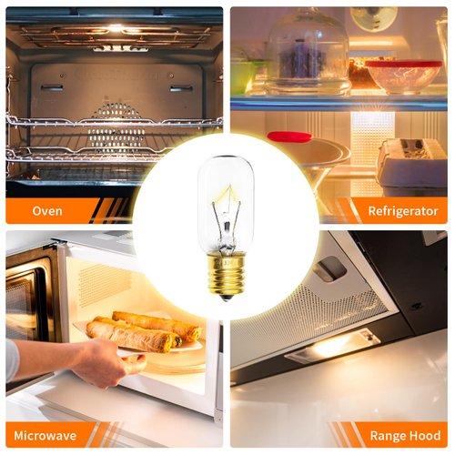 Belleone Light Bulb Fits for LG Microwave Oven - Compatible with LG Frigidaire Kenmore Whirlpool GE Over The Range Microwave, Dimmable 125V 30W E17 Base, Kitchen Night Light, Repalces 6912W1Z004B