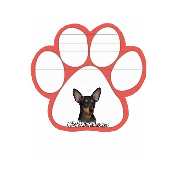 Chihuahua, Black Notepad With Unique Die Cut Paw Shaped Sticky Notes 50 Sheets Measuring 5 by 4.7 Inches Convenient Functional Everyday Item Great Gift For Chihuahua, Black Lovers and Owners