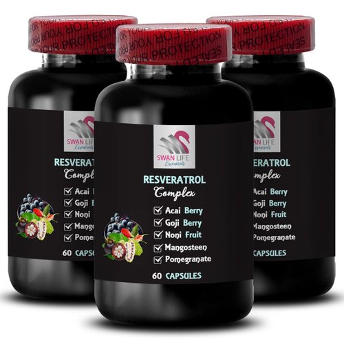 Elderberry Power - RESVERATROL COMLEX - Daily Energy, Pomegranate Strength, Grape Skin Power, Goji Berry Shine, Acai Berry Strength, Hydration Balance, Flavorful Energy 3 Bottles 180 Capsules