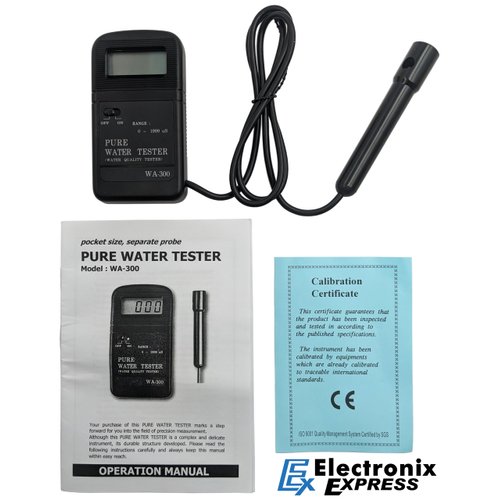 EX ELECTRONIX EXPRESS Digital Water Quality Tester, 0 to 1,999µS Range, 3½-Digit LCD Display, Pocket Size, Tests Water Purity/Filter Effectiveness (WA-300)