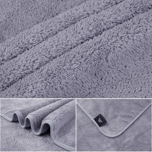 JML Luxury Hotel & SPA Bath Towels (2 Pack, 30"x60") - 350GSM High Density Fleece Towel Sets - Super Soft and Absorbent, Lint Free, Fade Resistant Bath Towel, Fleece Fleece Grey
