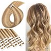 Remy Tape In Human Hair Extensions #8 Camel Brown Mixed with Bleach Blond #613 PU Skin Weft Real Virgin Hair Invisible Tape In Hair Extensions 16 Inch 40g/Pack 20pieces