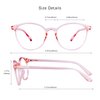 VisionGlobal Blue Light Blocking Glasses for Women/Men, Anti Eyestrain, Computer Reading, TV Glasses, Stylish Square Frame, Anti Glare (Clear Pink, 5.25 Magnification)