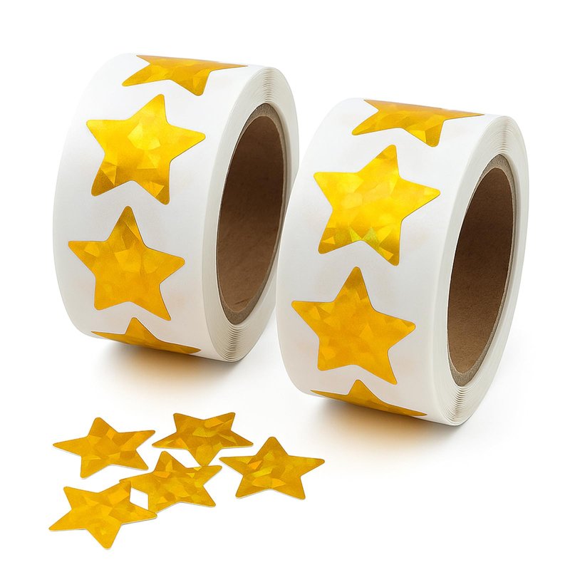 1000 Pcs Gold Foil Star Labels – 1 Inch Holographic Reward Stickers for ...