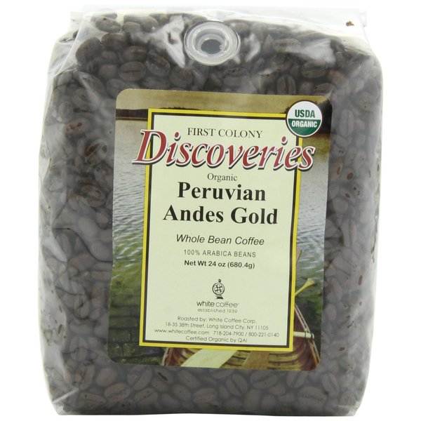First Colony Organic Whole Bean Coffee, Peruvian Andes Gold, 24-Ounce