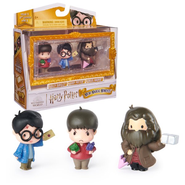 Wizarding World Harry Potter, Micro Magical Moments Action Figures Set with Exclusive Harry, Hagrid, Dudley & Display Case, Kids Toys for Ages 6+