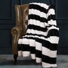 NTBAY Flannel Throw Blanket, Super Soft with Black and White Stripe (51"x68")