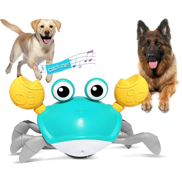 HONGID Crawling Crab Dog Toys,Escaping Crab Dog Toy with Obstacle Avoidance Sensor,Interactive Dog Toys with Music Sounds & Lights for Dogs Cats Pets,Christmas Toy Gifts for Puppy/Small/Medium Dogs