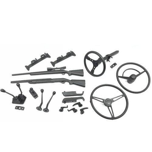 KINGTAIR AX80037 1/10 Scale Rock cralwer Original SCX10 Truck Climbing Shell Interior Trim Simulation Door Handle Steering Wheel cab Scene Tools Set