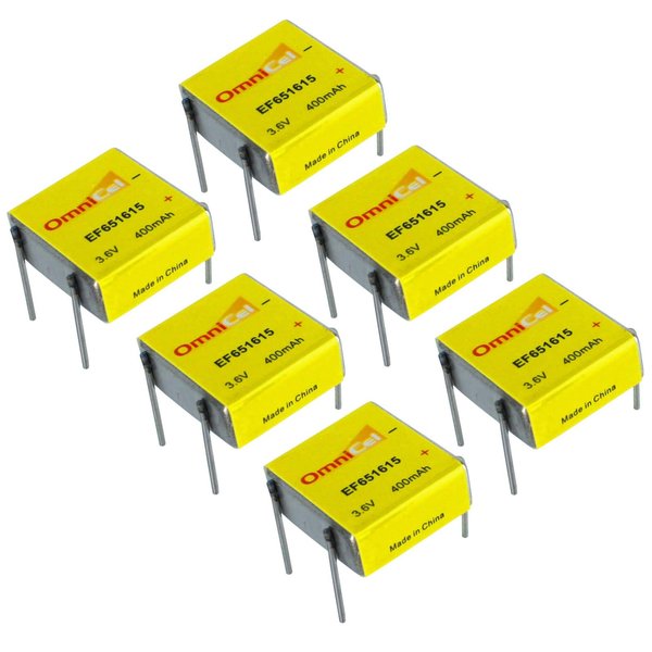 6x OmniCel ER651615 3.6V 400mAh Prismatic Lithium Battery BL-4PN Replaces LTC-3PN, EF651615, BiPower BL-3PN, LTC-3PN, Keeper II LTC-3PN, Ef651615, EF651615, For Smart card instrument, water meter