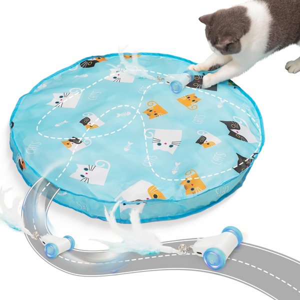 2 in 1 Interactive Cat Toys for Bored Indoor Adult Cats,Motion Activated Automatic Hide and Seek Cat Mat Toy,Self Play Cat Toys,Cat Stimulation Toys for Indoor Cats,Moving,Pouching Rolling Kitten Toys