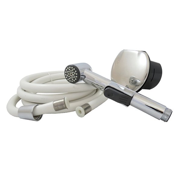 Polished 316 cast stainless steel transom shower with 8' stainless steel hose