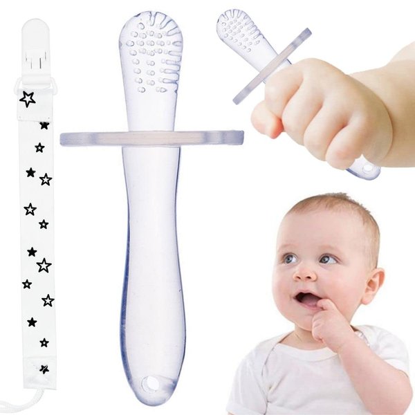 Baby Teething Toys, Teething Toys, Mushroom Teether Toy, Teether for Baby Silicone Teething Brush Tool Ring Toy (X1)