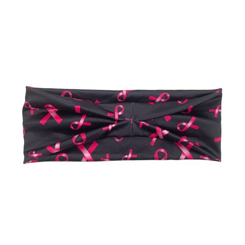 Breast Cancer Awareness Turban Headband Breast Cancer Awareness Pink Ribbon Headwear BCA10 (Black Band)