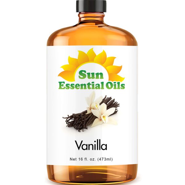 Sun Essential Oils - Vanilla Essential Oil 16oz for Aromatherapy, Diffuser, Sleep, Skin and Hair Care - Strong Vanilla Essential Oil 16 Onces - Essential Oils Vanilla Big Bottle - Vanilla Oil