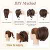 SEGO Claw Clip Messy Bun Hair Piece Short Ponytail Extension With 4 Bendable Metals DIY Synthetic Fake Hair Bun For Women 8 Inch-#10B Medium Brown