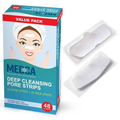 MEDca Deep Cleansing Blackhead Pore Strips - Pack of 48 Peel - Off Blackhead Remover and Pore Unclogging Strips for Nose and Face, Chin, Forehead & Healthier Looking Skin