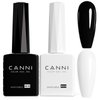 CANNI 2Pcs Hema-Free Black White Gel Nail Polish Set- Black and White Gel Polish Kit, Soak Off LED Nail Gel Manicure Kit DIY at Home Salon Gifts for Women Girls