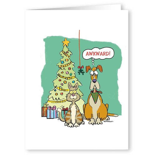 Stonehouse Collection | Funny Dog & Cat Christmas Cards - Awkward Moment! - 18 Boxed Cards and Envelopes - USA Made (Standard)