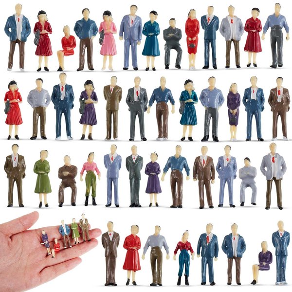 80 Pcs Mini People Figurines 1:50 Scale Model Trains Architectural Painted People Figures Tiny People Plastic Miniature Figurines Sand Tray Miniatures Sitting Standing Toy People for Miniature Scenes