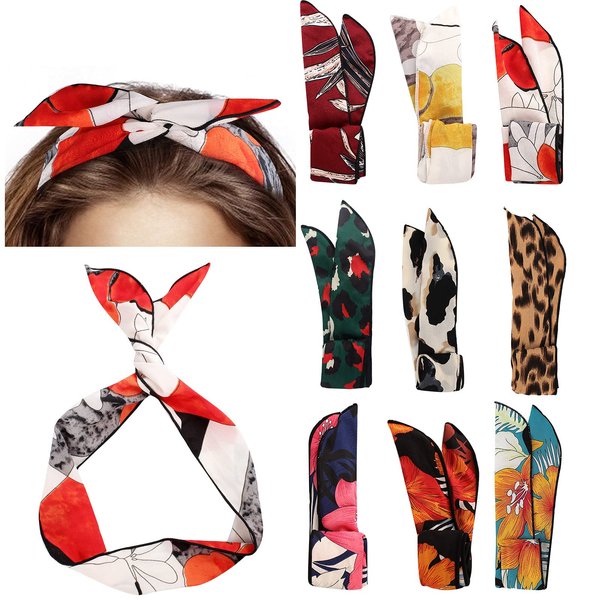 Ondder Wire Headbands 9 Pack Twist Bow Headbands Non Slip Hairbands Fashion Head Wrap Rabbit ear Wired Hairbands Hair Holder Hair Accessory for Women Ladies Girls