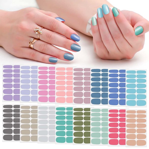 SILPECWEE 16 Sheets Nail Polish Strips Self Adhesive Nail Polish Stickers Full Nail Wraps for Women Gel Nail Strips Fingernails Manicure Sticker Nails with 1pc Nail File (Elegant Style)
