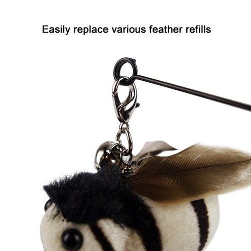 TTcat Cat Feather Toy Replacement Cat Toy Wand Refills, 4 Pcs Simulation Insects Bird Feathers Refills, Cat Toy Replacement Feathers for Cat Wand…