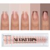 btartboxnails X-Coat Tips French Nails - Skin Tones French Tip Press on Nails, 160Pcs 16 Sizes Short Square Nail Tips, 3 In 1 Soft Gel Nails False Nail, Soak Off Acrylic Fake Nails Extensions
