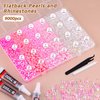 9000PCS Flatback Pearls and Rhinestones for Crafting, Pink White 3-10mm Resin Rhinestones and Half Pearls for Bedazzling, Nail Art and Dec with 3pcs B7000 Jewelry Glue, Tweezer and Pickup Pencil